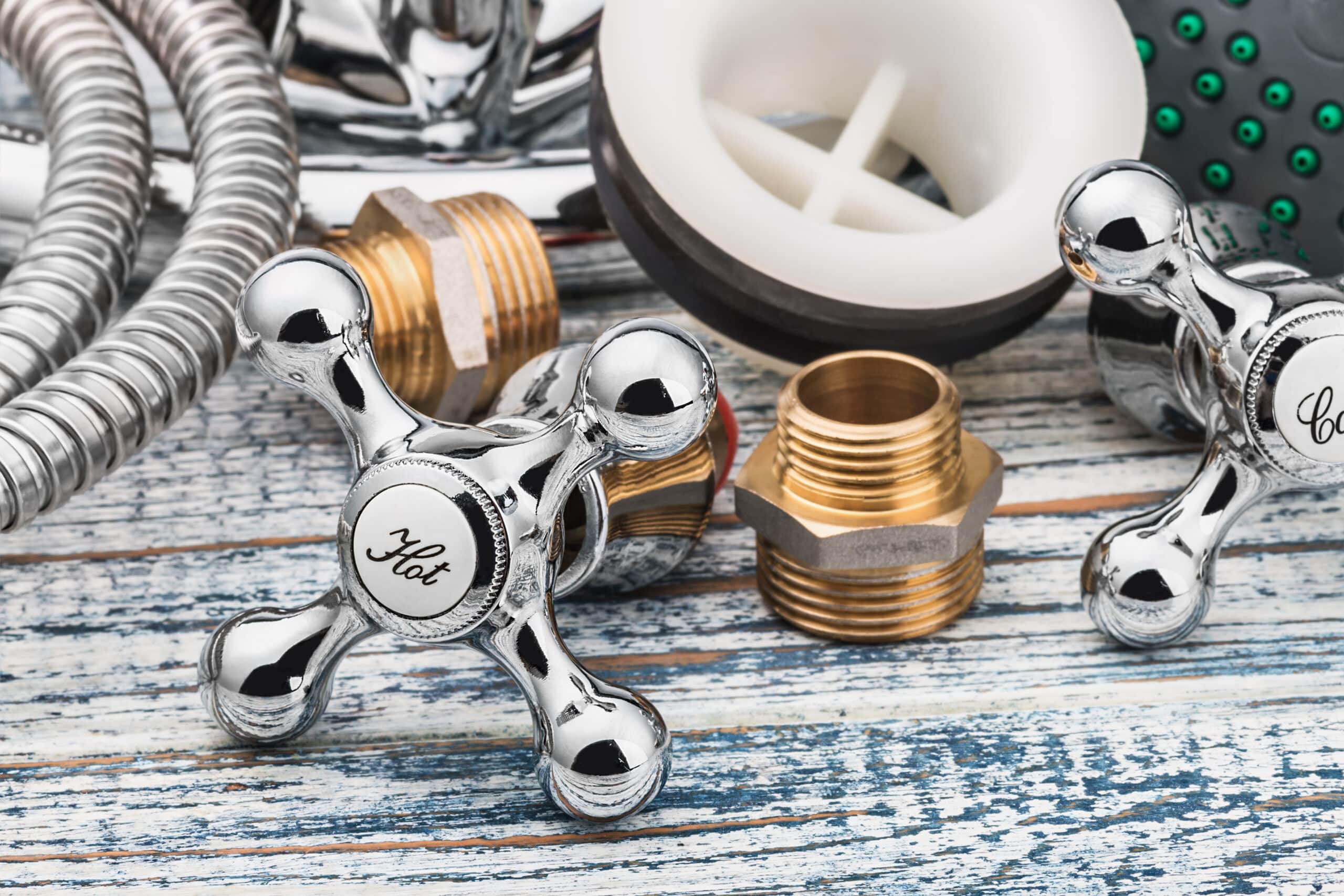Replacement faucet handles and plumbing parts for professional repair service